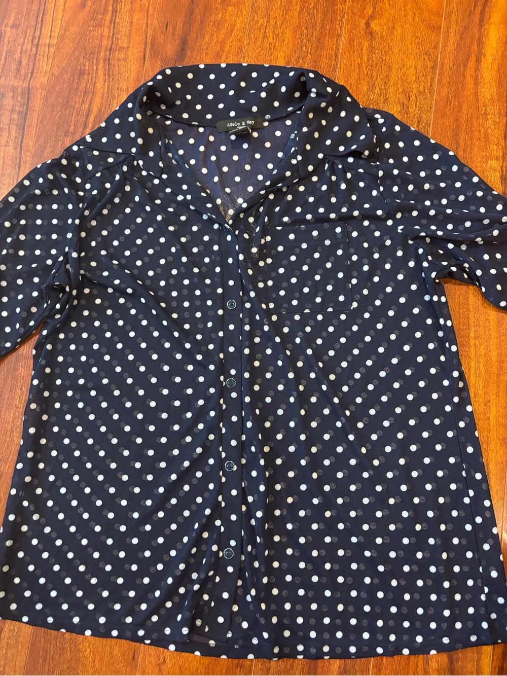 Navy Polka Dot Short-Sleeve Button-Down Shirt